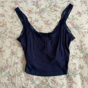 DAZY summer lace button tank top